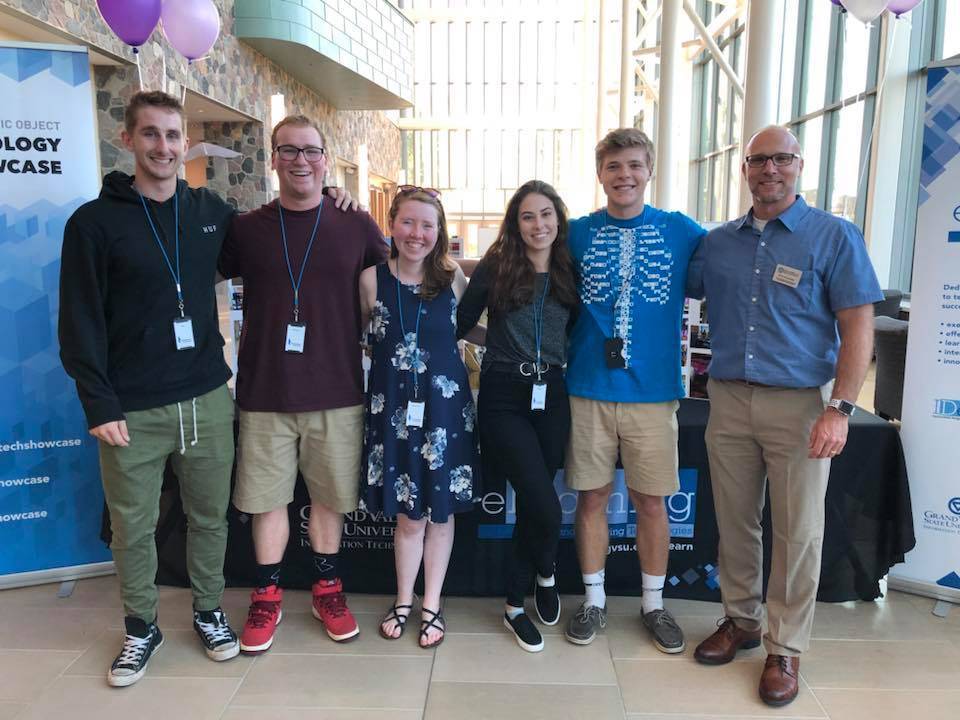 Technology Showcase Staff Pictured in the Atrium of the Mary Idema Pew Library at GVSU